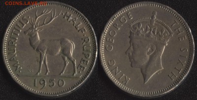 2 рупии 1950 до 22:00мск 18.12.17 - Маврикий 1-2 рупии 1950