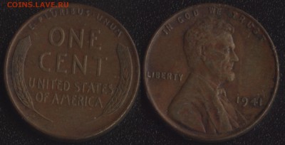 США 1 цент 1941 №2 до 22:00мск 18.12.17 - США 1 цент 1941 №2
