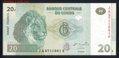 Конго 20 франков 2003 unc 24.12.17. 22:00 мск - 2