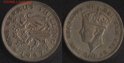 Кипр 1 шиллинг 1947 до 22:00мск 25.12.17 - Кипр 1 шиллинг 1947 -495