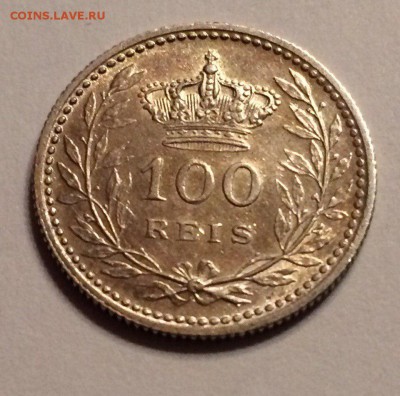 100 Reis 1910  Португалия Серебро с рубля 14.01.2018 - рейс