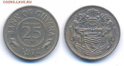 Гайана 25 центов 1972	 до 	20.01.18	 22:00 МСК - 171211_217