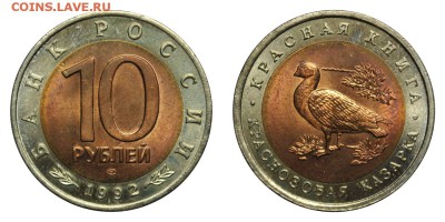 Краснозобая казарка, 10 рублей, 1992 год; до 21.01 22-00 МСК - 10r1992.JPG