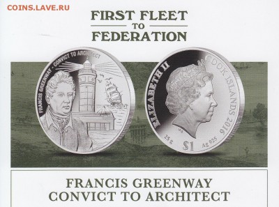 Francis Greenway - 1 $ 16 First Fleet to Federation - Francis Greenway - 25gr Silver 925 Proof COA 40 mm In capsule  - 3 copy
