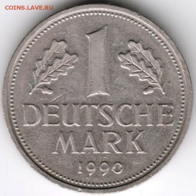 Германия 1 марка 1990 г. A до 24.00 26.01.18 г. - Scan-180120-0010