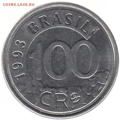 100 крузейро Бразилия 1993 гривастый волк до 24.01 в 22.00 - 16-1