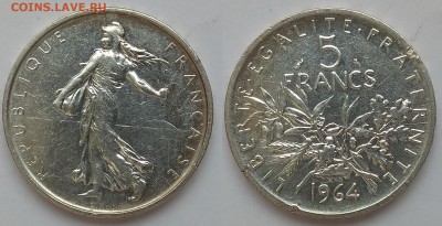 Франция 5 франков 1964 года, серебро - 1.02 22:00:00 мск - IMG_20180127_113416