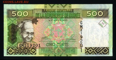Гвинея 500 франков 2006 unc до 21.02.18 22:00 мск - 2