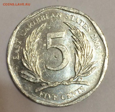 Восточные Карибы, 5 центов 2008 с рубля 20.02.2018 22:00 - 5wt