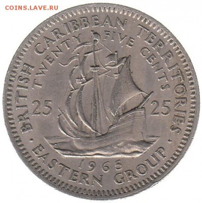 Британские Карибы 25 центов 1965 до 23.02 в 22.00 - вч4