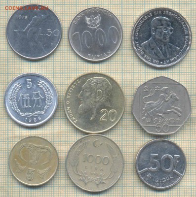 9 иностранных монет 4, до  04.03.2018 г. 22.00 по Москве - ин по 10 1