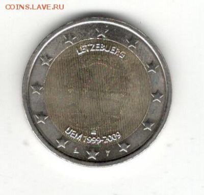 2 евро Люксембург 2009, 10 лет европейской валюте - 2 евро Люксембург 2009
