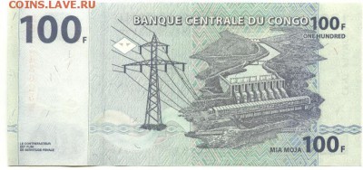 С 1 рубля 100 франков 2007 г., Конго, пресс, до 21:25 1.04. - Конго 100 франков 2007 года-2