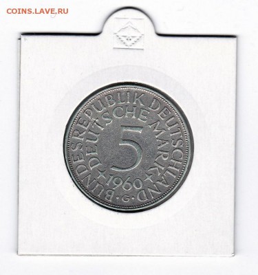 ФРГ 5 марок 1960 г (двор G) до 05.04.2018 в 22.00 - 1960