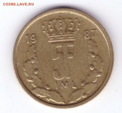 Люксембург 5 франков 1987 до 22-05 05.04.2018 - 11а