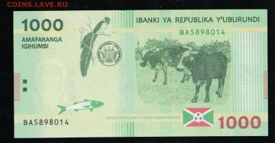 БУРУНДИ 1000 ФРАНКОВ 2015 UNC - 3 001