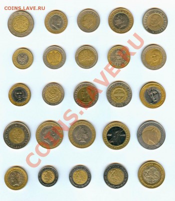 лот биметалических монет разных стран - аверс