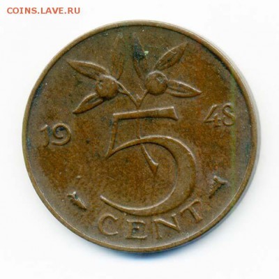 Нидерланды 5 центов 1948 г. - Нидерланды_5центов-1948_Р