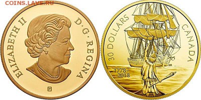 Монеты с Корабликами - Канада 30 долларов 2018