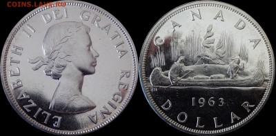 Канада 1 доллар 1963 г. Каноэ до 9.05 - Канада доллар 1963