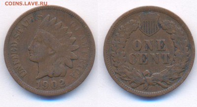 США 1 цент 1902 Indian head	 до 	16.05.18	 22:00 МСК - 180327_04