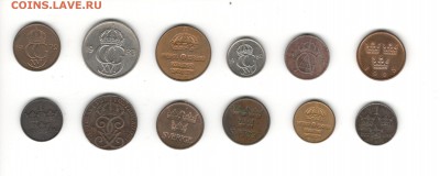 Монеты Швеции по фиксу 15 рублей - Швеция Б