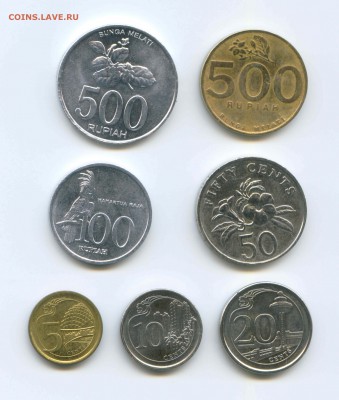 Индонезия, Сингапур 7 разных монет. 1.06.2018 до 22:00 - 2.Индонезия. Сингапур. Реверс.