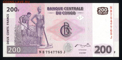 Конго 200 франков 2007 unc 16.06.18 22:00 мск - 2