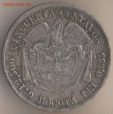 CША 5 цент 1869,Колумбия 50 сен 1878,Испания 1 песета 1933 - 31