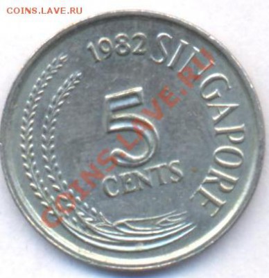 Сингапур 5 центов 1982 г.  До 1.05.11 г. 20-00 МСК. - Сингапур