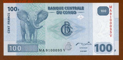 Крнго 100 франков 2007 - Конго_100фр-2007_MA-9100095-V_лицо