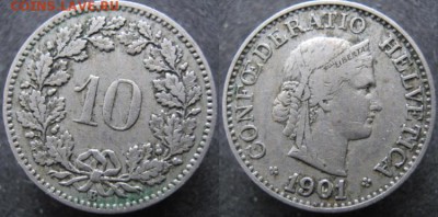 Швейцария 10 раппен 1901  до 02-08-18 в 22:00 - Швейцария 10 раппен 1901   508н