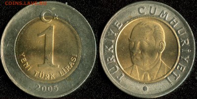 монеты стран Азии по ФИКСУ - Турция 1 лира 2005