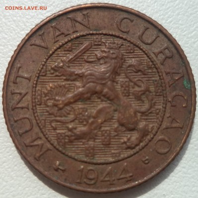 1 цент 1944 год Кюрасао - 1 цент 1944 Кюрасао 1