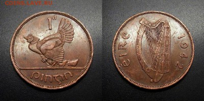 МОНЕТЫ МИРА 08-18 - Ирландия – 1 пенни (1942) «Курица» №3-2