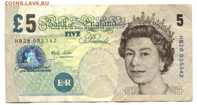 Старт по курсу ЦБ 5 фунтов 2002 г. Банк Англии,до 22:00 9.10 - Англия 5 фунтов-1