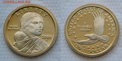 1 Доллар Сакагавеи ПРУФ 2008 (США) до 22:22 19 октября - 1$ Сакагавея 2008 2