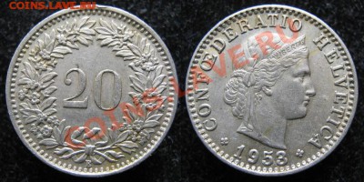 Швейцария 20 раппен 1953 до 20-10-18 в 22:00 - Швейцария 20 раппен 1953 205
