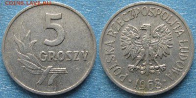 Польша 5 грошей 1968  до 26-10-18 в 22:00 - Польша 5 грошей 1968     8300