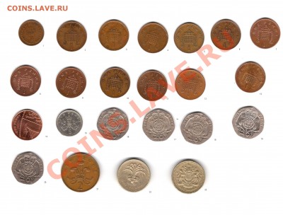 Великобритания - 21 монета. До 26.05.11 г. 22.00 мск - британия реверс