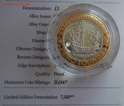 2 фунта Великобритании 2011 Парусник Mary Rose Комплект - реверс 2.JPG