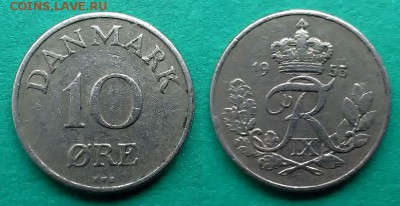 Дания - 10 эре 1953 и 25 эре 1967 гг до 9.12 - дания 10 эре 1953 года