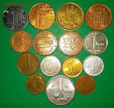 15 иностранных монет номиналом 1 до 14.12 - 1 ко 1 003