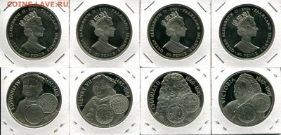 Фолкленды набор 1Кр 4шт 2001 Монархи КРАСИВЫЕ до 20.12.18 - Falkland 50p 2001 K&Q