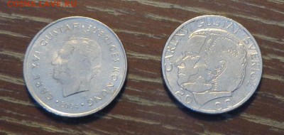 ШВЕЦИЯ - 1 крона ходячка два типа до 28.12, 22.00 - Швеция две монеты по 1 кроне короны, портреты -1