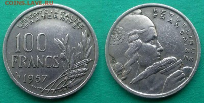 Франция - 100 франков (В) 1957 года до 8.01 - франция 100 франков 1957 года