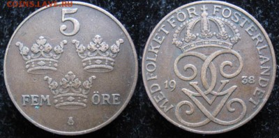 Швеция 5 эре 1938  до 06-01-19 в 22:00 - Швеция 5 эре 1938    9060