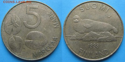 Финляндия 5 марок 1993 до 13-01-19 в 22:00 - Финляндия 5 марок 1993 м    166-Н2-3512