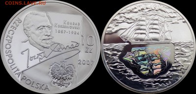 ПОЛЬША 10 ЗЛОТЫХ 2007 ГОДА ПАРУСНИК, ГОЛОГРАММА - 10 zl 2007 Конрад