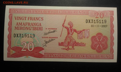 Бурунди 20 франков, до 22.00 по мск 24.01.2019 - Бурунди 20 франков (1)